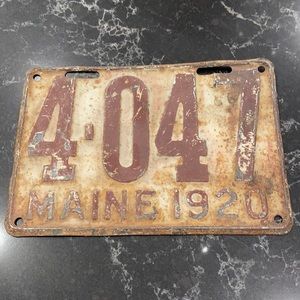 Antique License Plate Maine 1920
